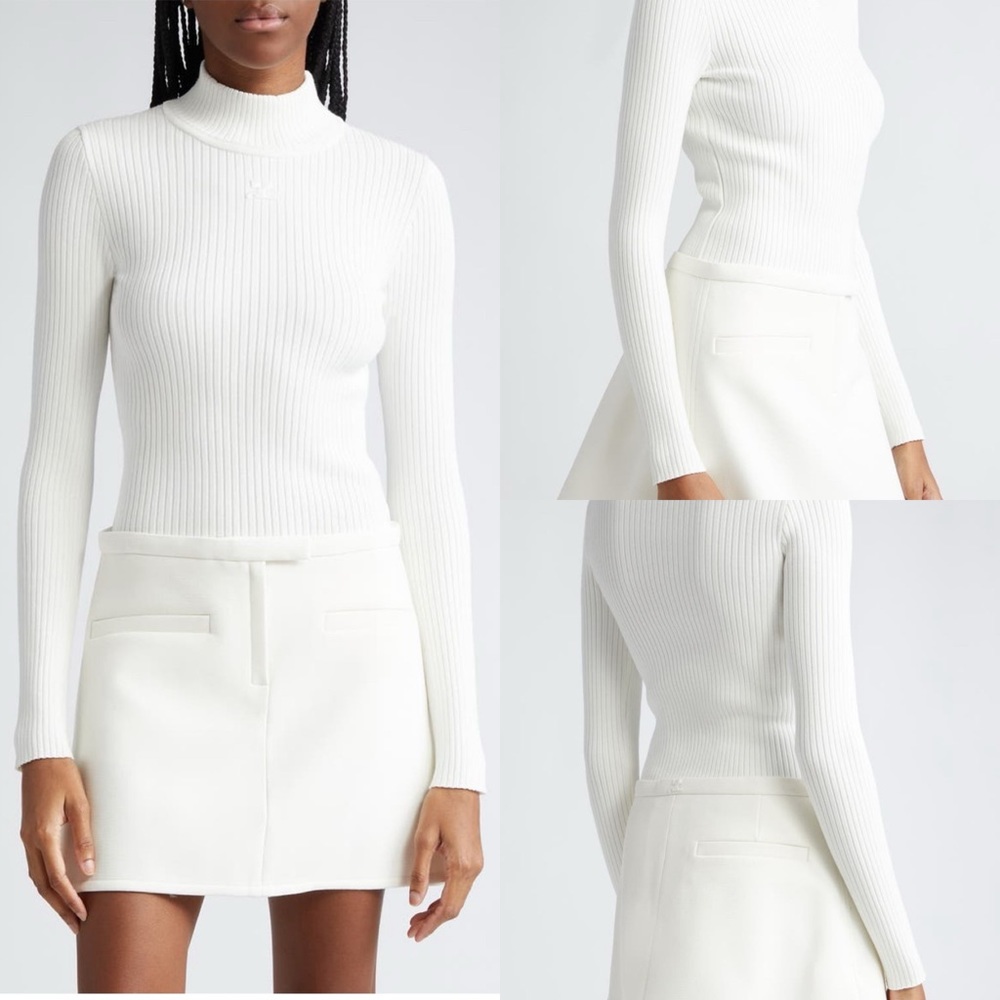 NWOT Courreges Mock Neck Rib Sweater Size M $450